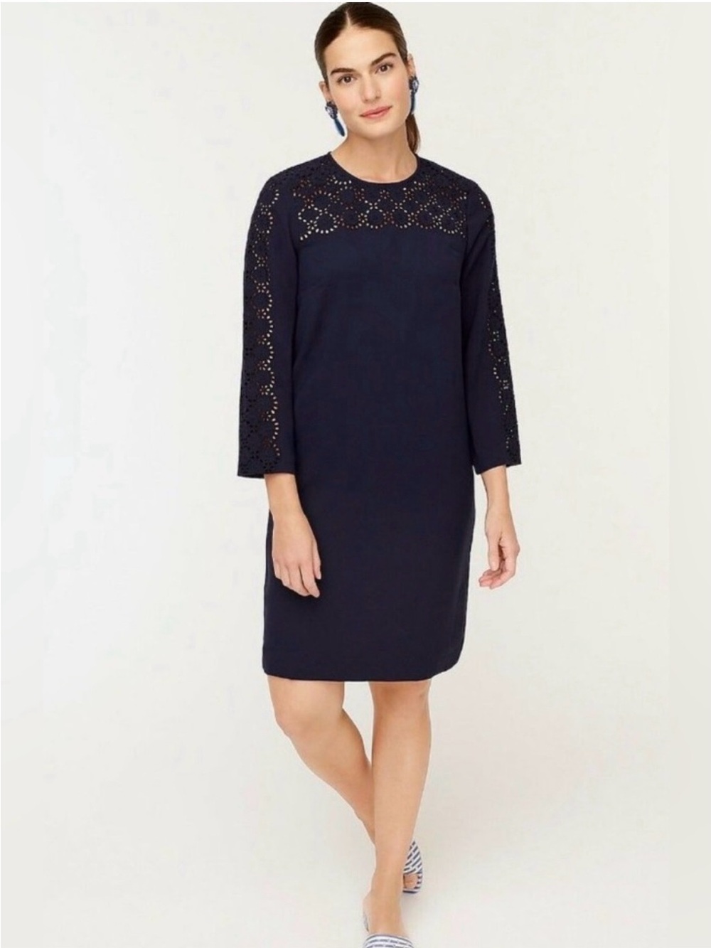 NWT J. Crew Reeves Blue Eyelet Dress size 8